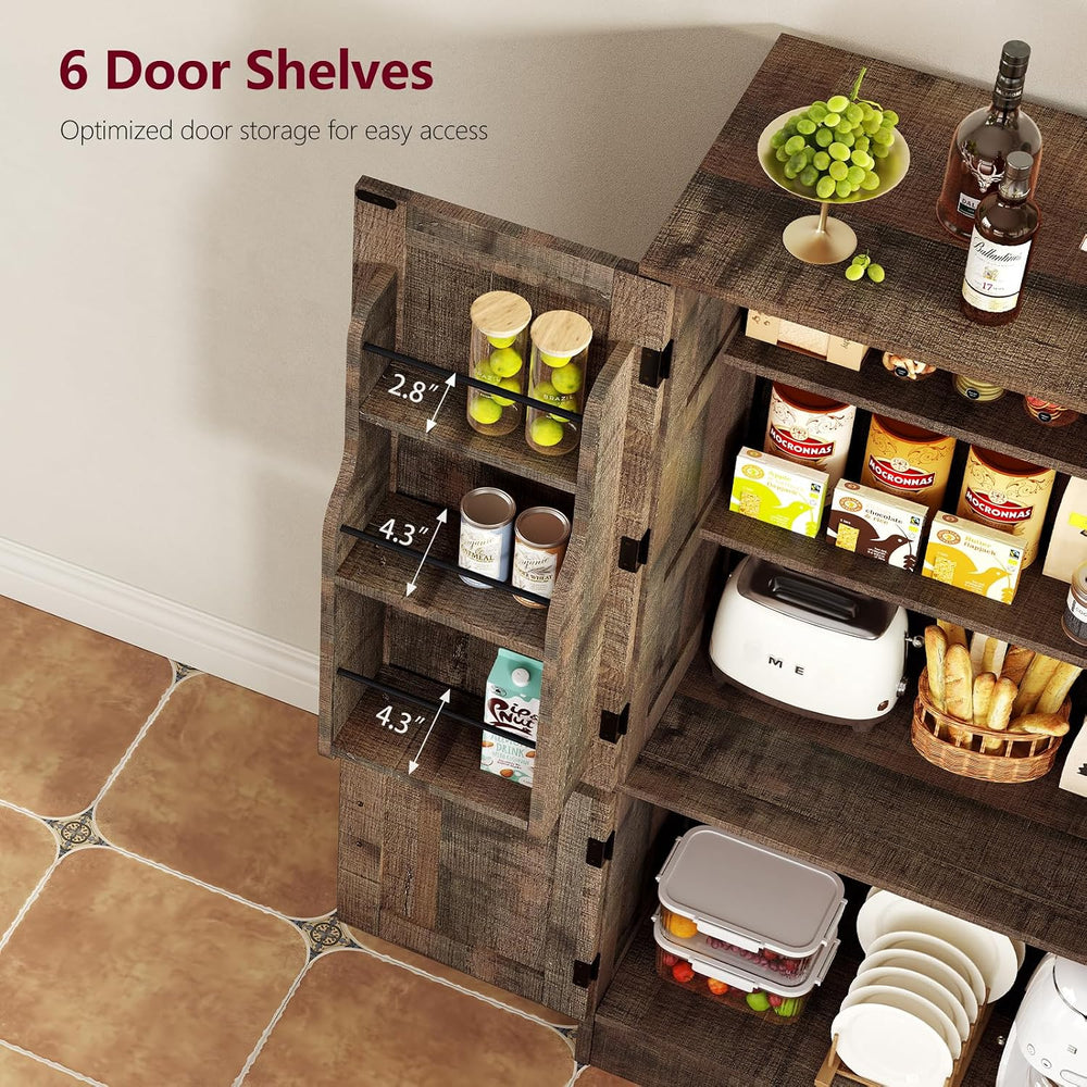 43"H Pantry Cabinet with 4 Doors, Kitchen Cabinet with 6 Door Shelves
