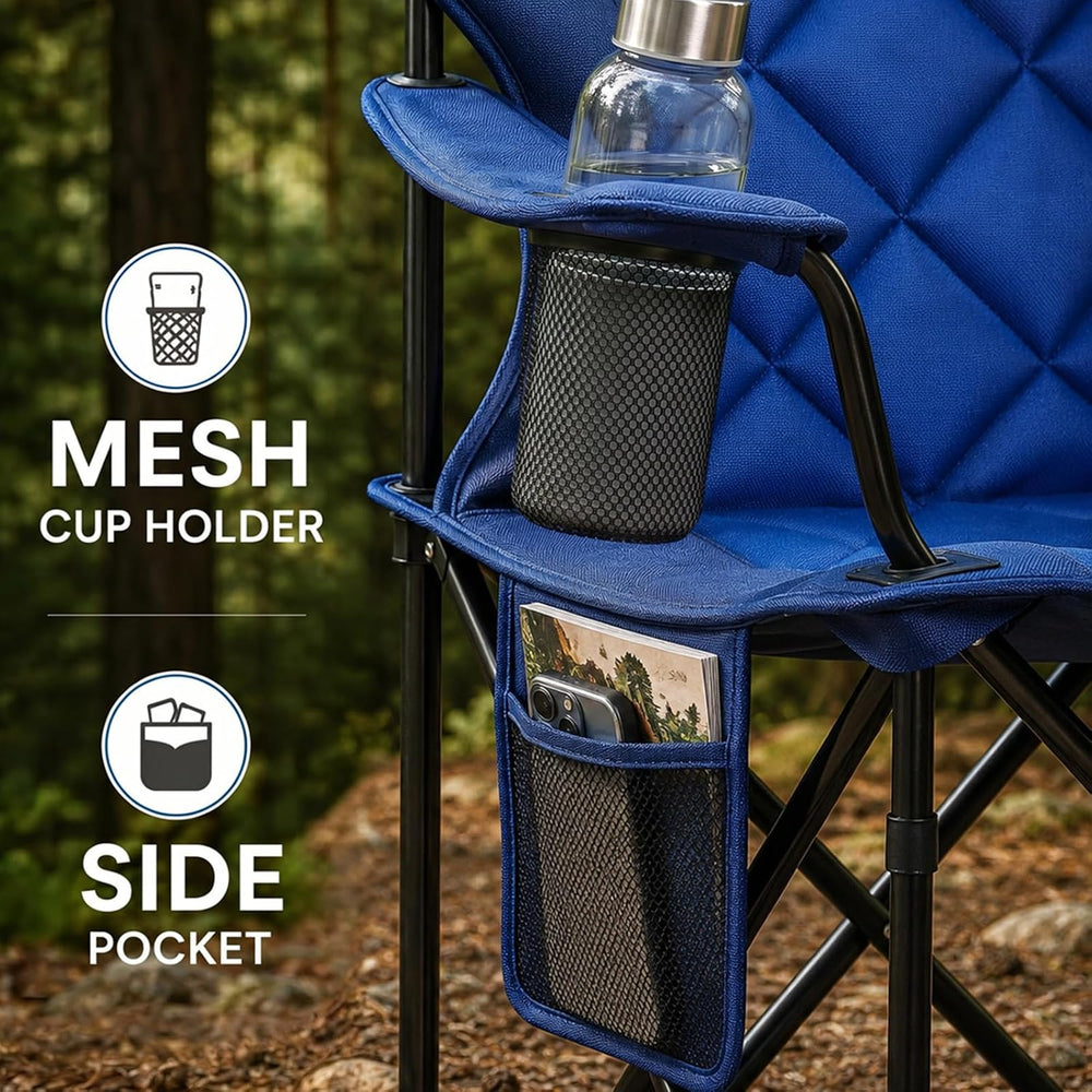 Heavy Duty Camping Chair for Adults, Padded Folding, 330LBS
