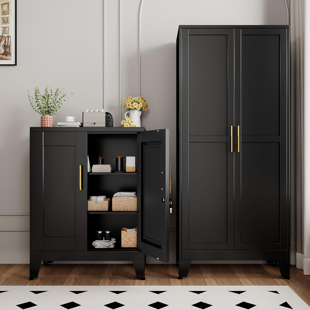 GAIOUS 36" Metal Office File Cabinet, Black Locked Garage Storage Cabinets