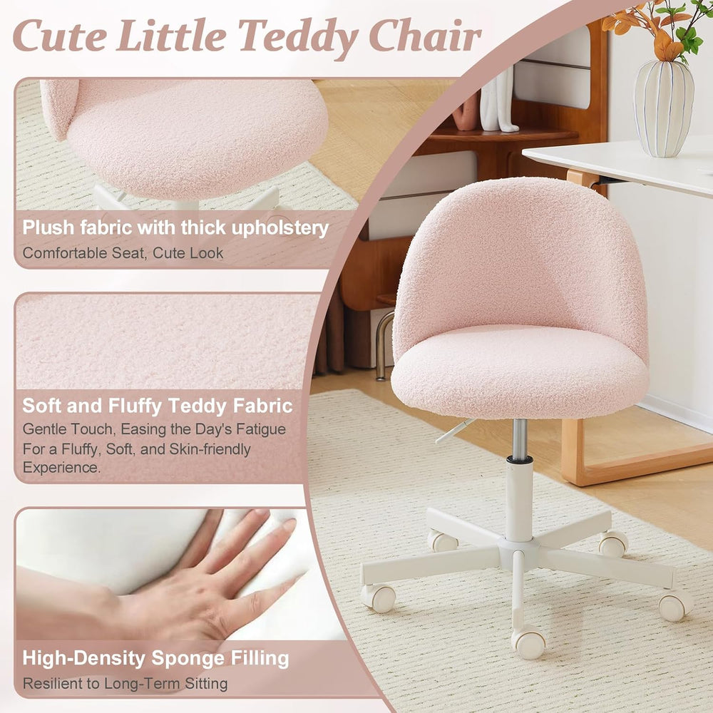 VINGLI Cute Candy Chair Armless Comfy Small Office Desk Vanity Chair with Whe...