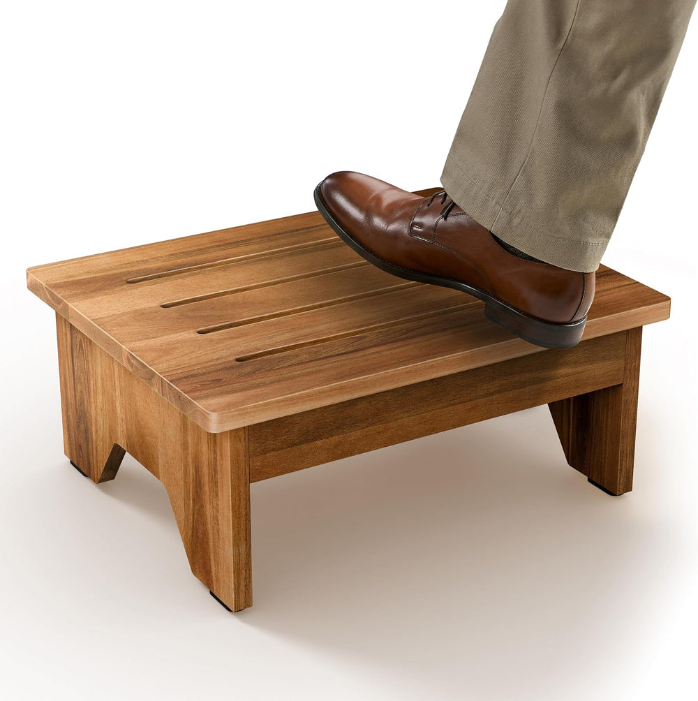 TINAMO 6.5" Wooden One Step Stool for Adults, 300 lb Capacity, No Assembly