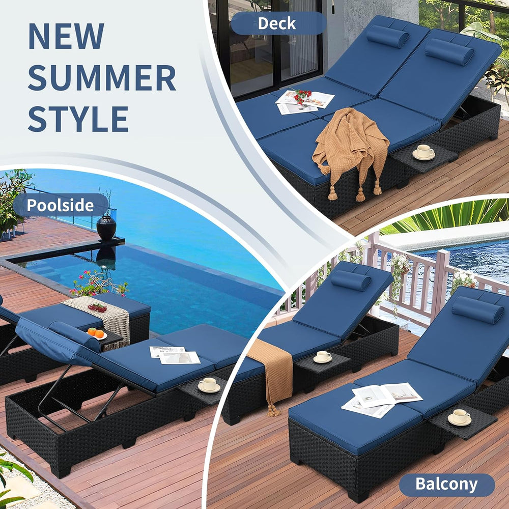 WAROOM Outdoor Chaise Lounge Chairs for Outside Patio Furniture Set of 2 Wick...