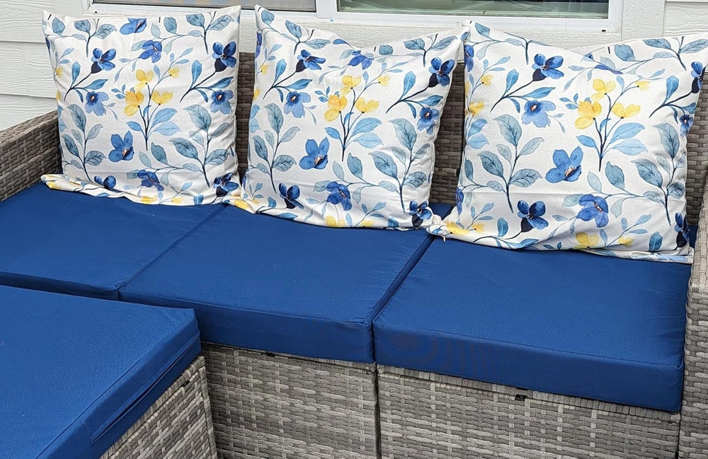 FLYMEI Patio Cushion Covers 21x19x3, Navy Blue, 4Packs