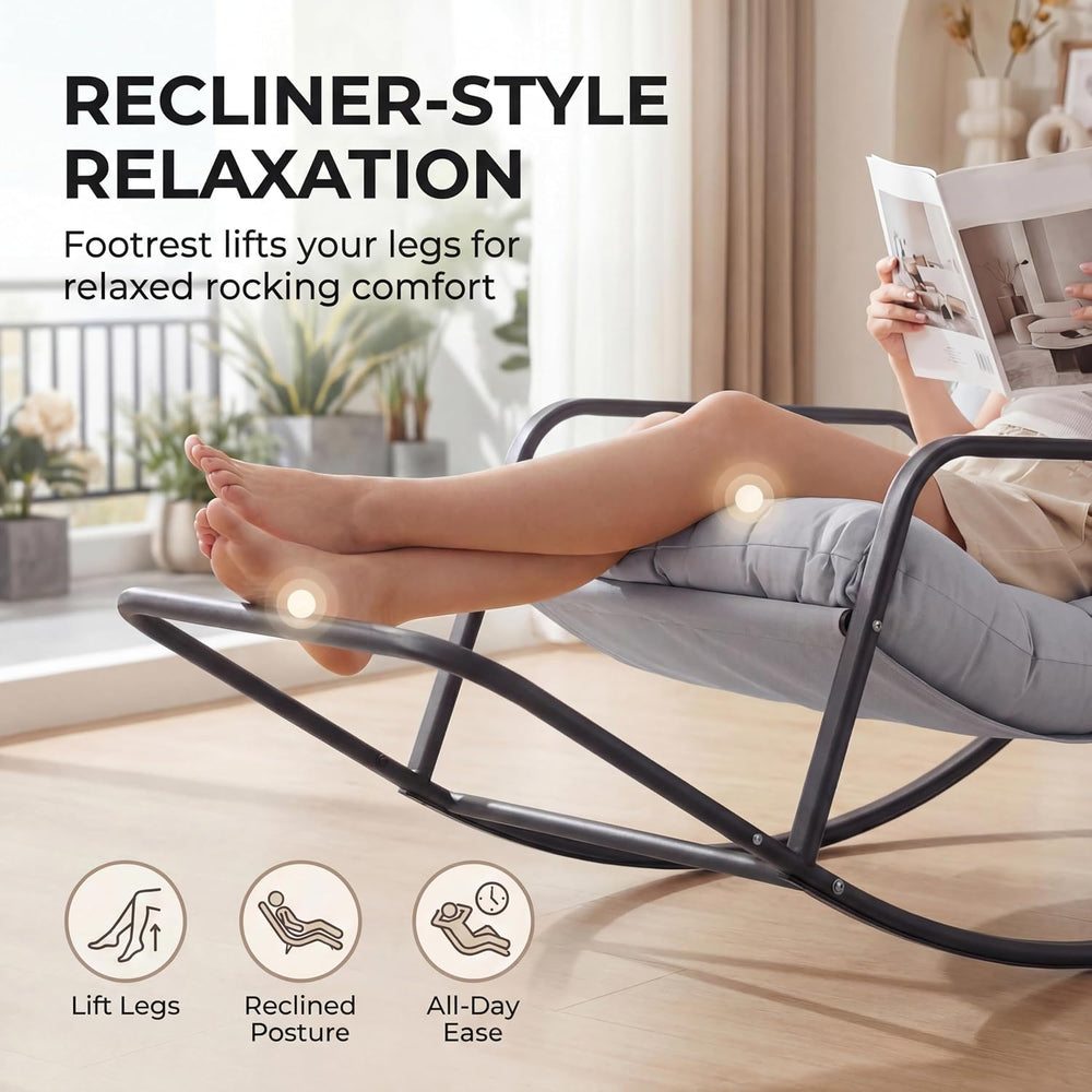 NICESOUL Papasan Rocking Chair with Footrest, Outdoor Rocking Chair with Cush...