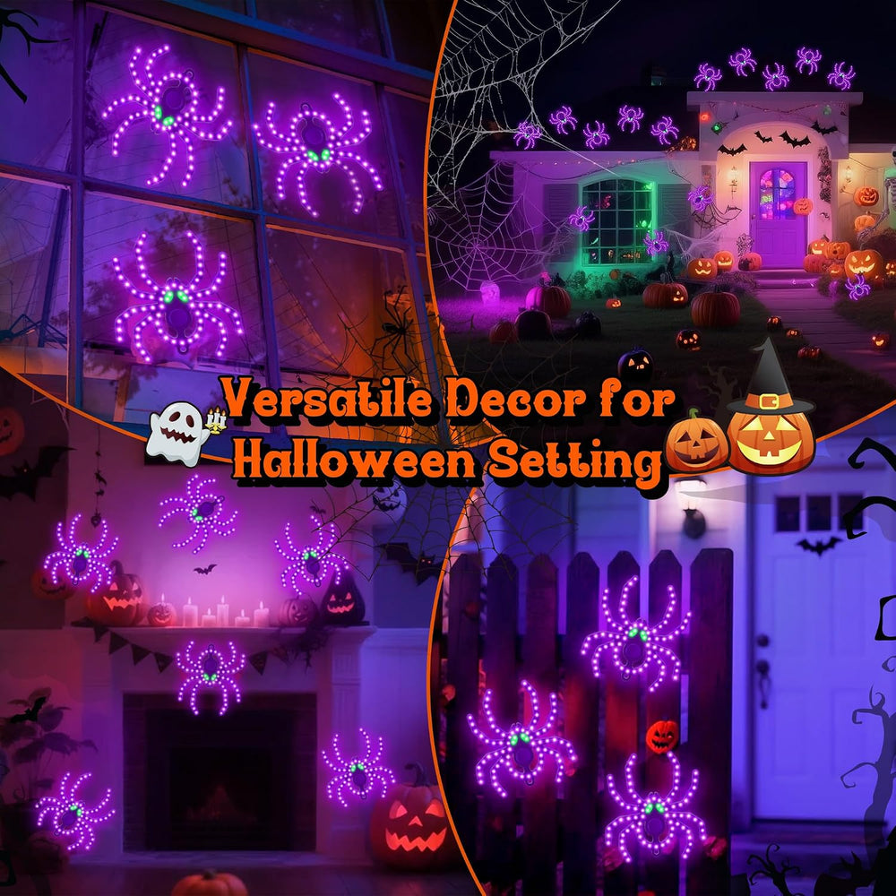 3 Pack 9" Halloween Classics Twinkling LED Spiders, Hi-Vibrant Aluminum ...