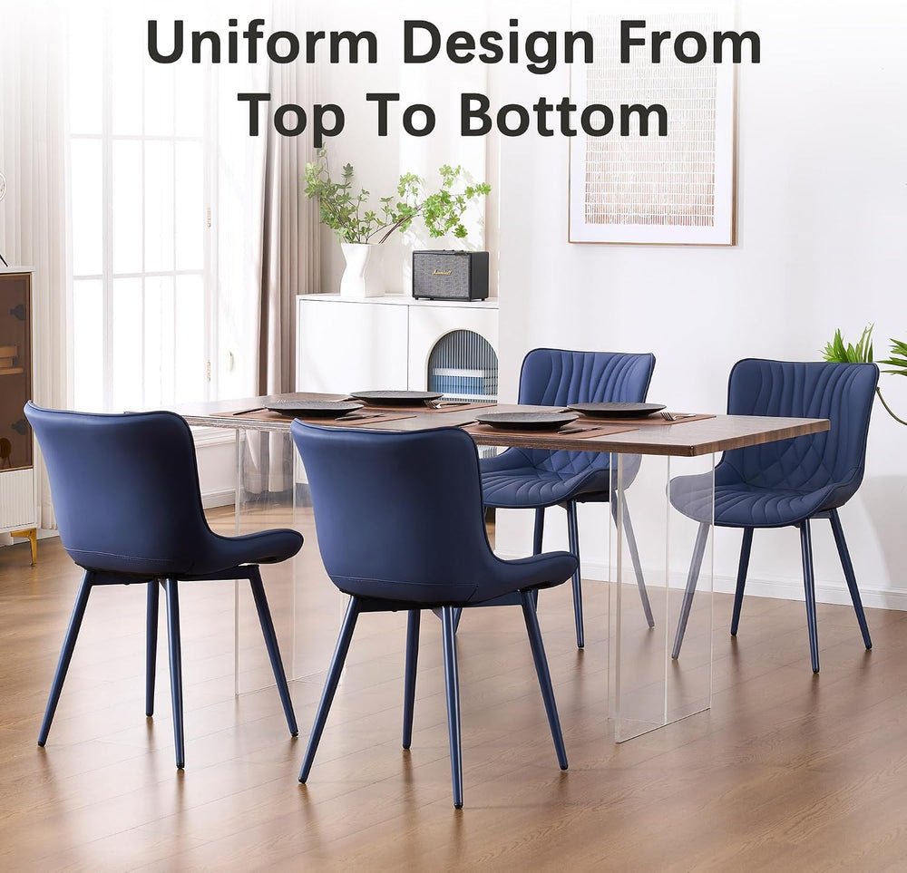 YOUTASTE Navy Blue Dining Chairs Set of 2, Mid Century Modern Comfy Kitchen C...