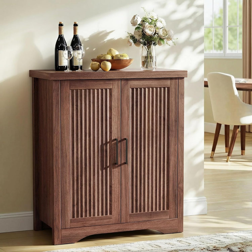 Memobarco Fluted Sideboard Buffet Cabinet with Storage 29.84",Walnut