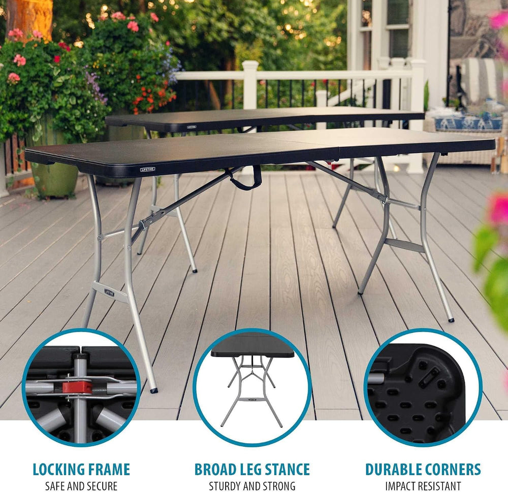 LIFETIME 6-Foot Fold in Half Table, Light Commercial, Black