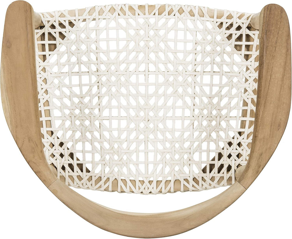 SAFAVIEH Home Collection – Wade Light Oak Teak Wood Arm Chair with Woven Leat...