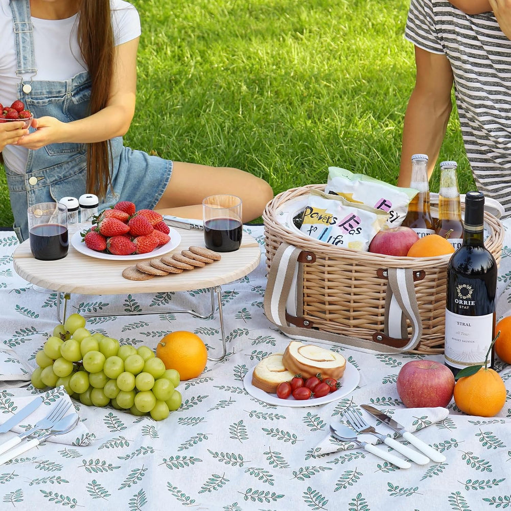 Picnic Basket Set for 2 - Wicker Insulated Picnic Basket