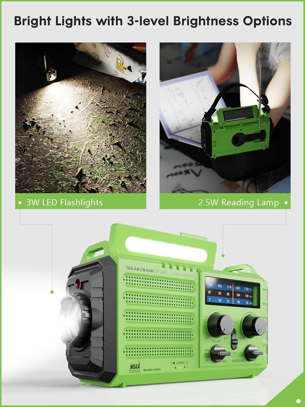 Raynic Weather Radio, 5000mAh/18500mWh Solar Hand Crank Emergency Radio, Batt...