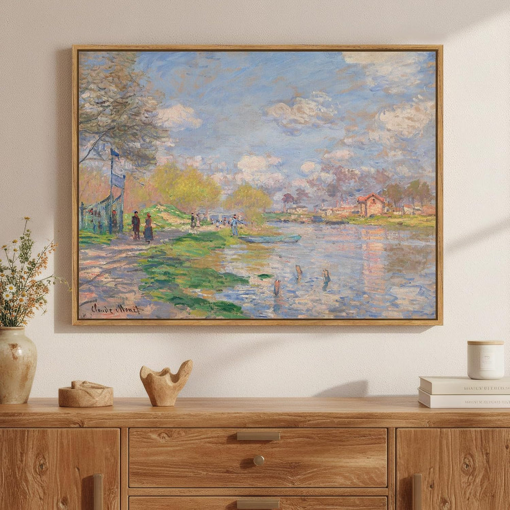 Framed Claude Monet Impressionist Landscape Canvas Wall Art, 32x24 Inch
