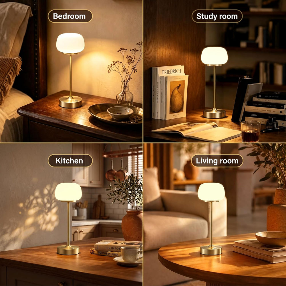2 Pack Cordless Accent Table Lamp, 2700K Warm Light, 11" High, Gold
