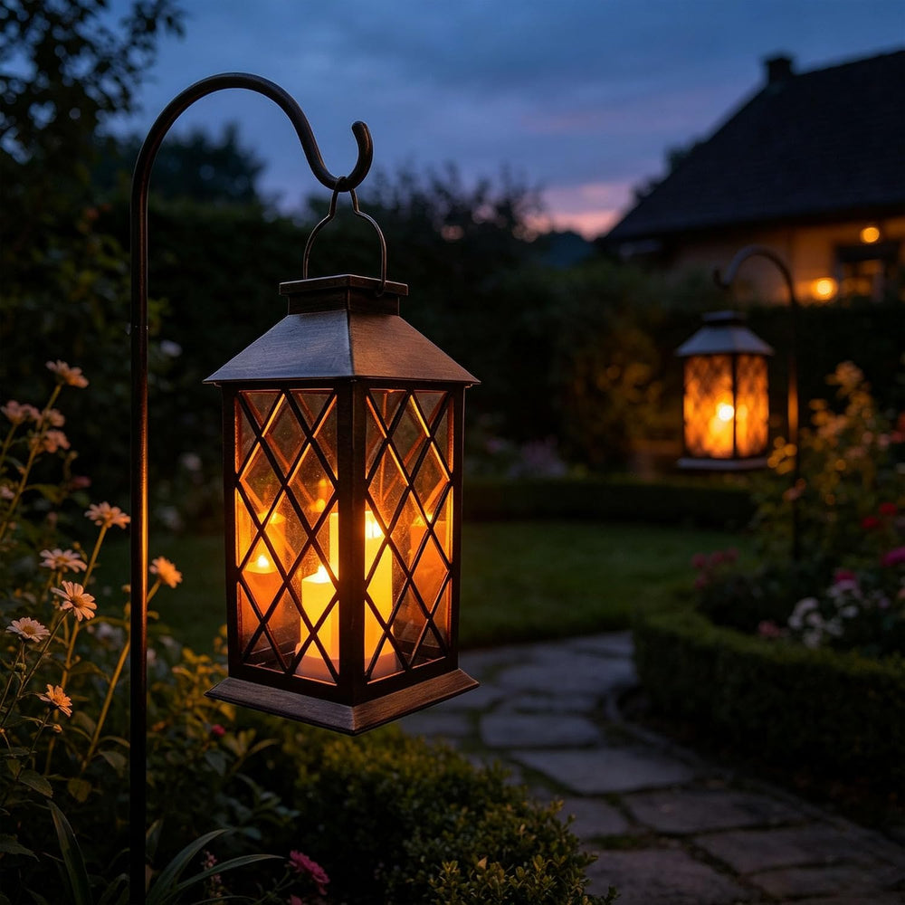 Solar Outdoor Lantern, Garden Hanging Waterproof Lanterns PVC Upgrade 3 LED F...
