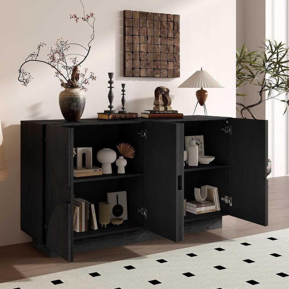 LKTART 56" Modern Sideboard Buffet Storage Cabinet with Solid Wood Venee...