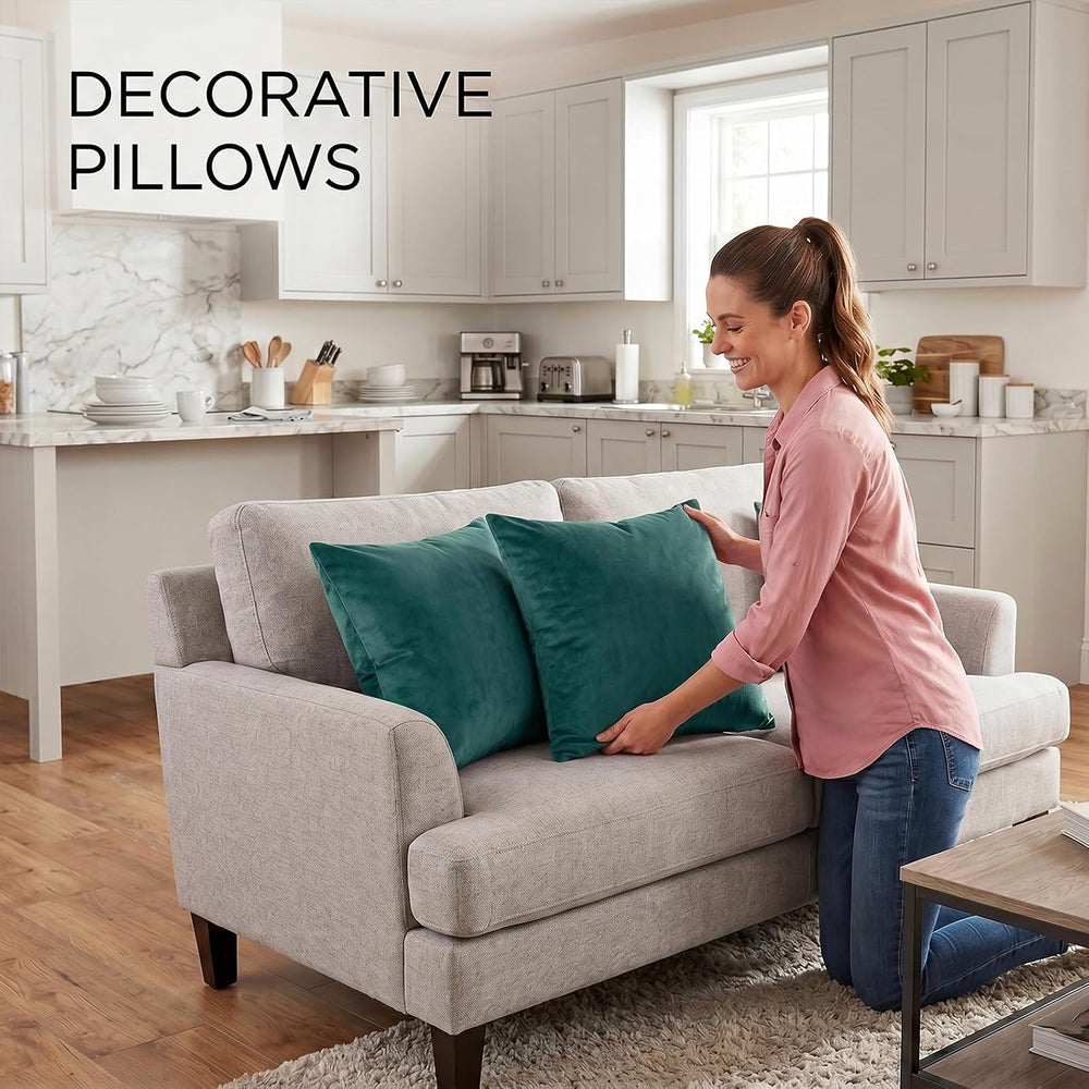 18x18 Throw Pillows with Inserts, Set of 2 Velvet Sofa Pillows