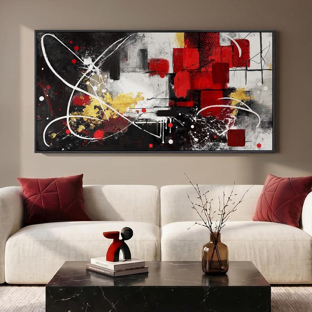 Extra Large Framed Black and White Abstract Wall Art for Living Room, 30x60