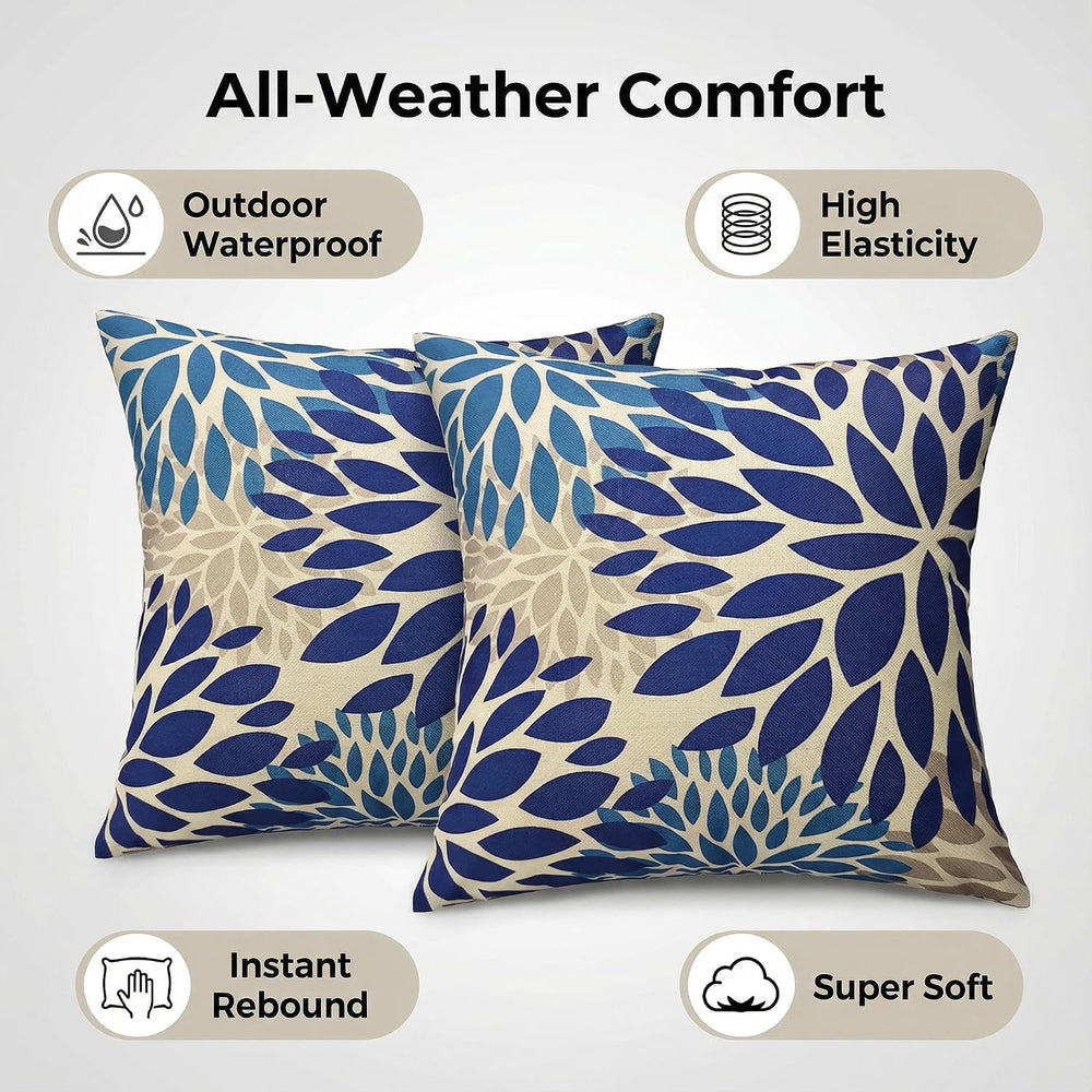 JMGBird Blue Throw Pillows with Inserts Included 18x18 Outdoor Pillows Waterp...