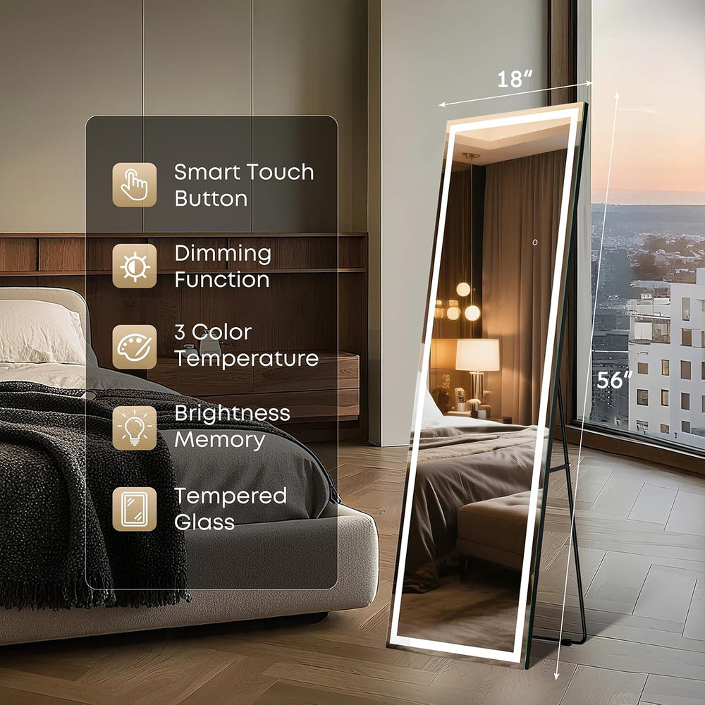 Kosmonia 56"x18" Full Length LED Mirror with Lights