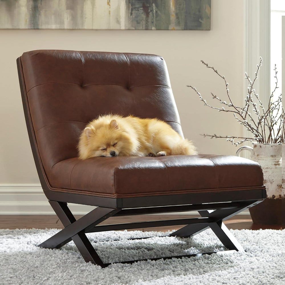 Signature Design by Ashley Scissor Base Slipper Accent Chair, Brown