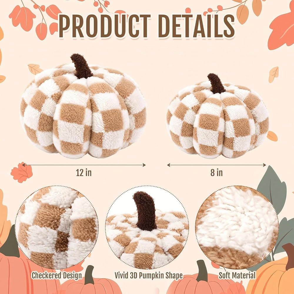 Leinuosen 2 Pcs Fall Pumpkin Pillows Checkerboard Halloween Pillow