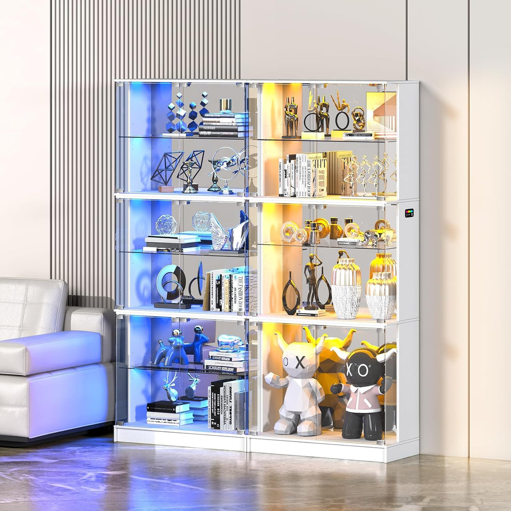 VersionTECH. 71'' Tall Display Cabinet with Glass Doors & RGB Lig...