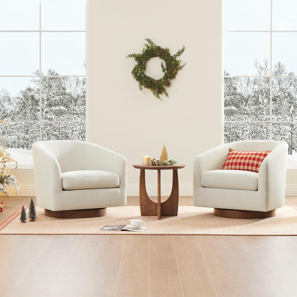 CHITA Swivel Accent Chair, FSC Certified Wood Frame, Fully Assembled, Linen