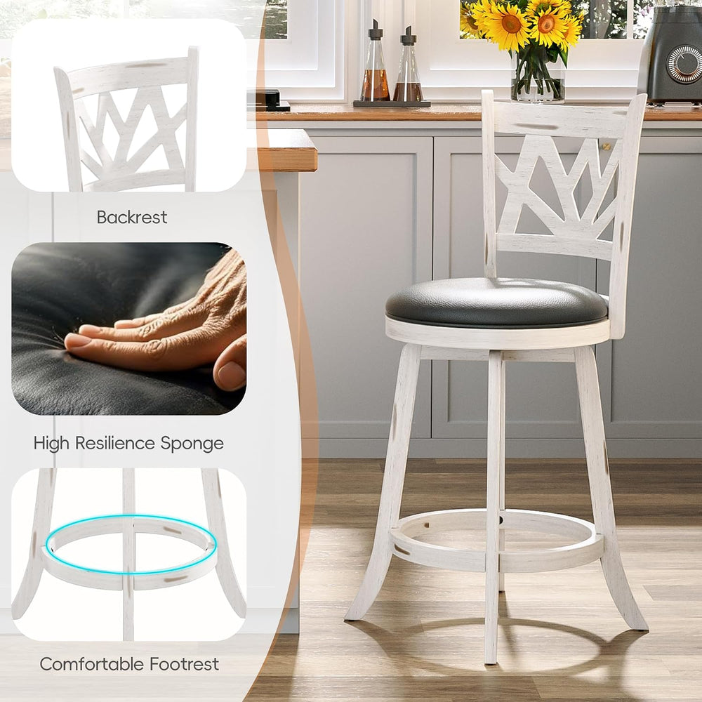 Betterhood Swivel Bar Stools - 24" Counter Height Swivel Barstools with ...