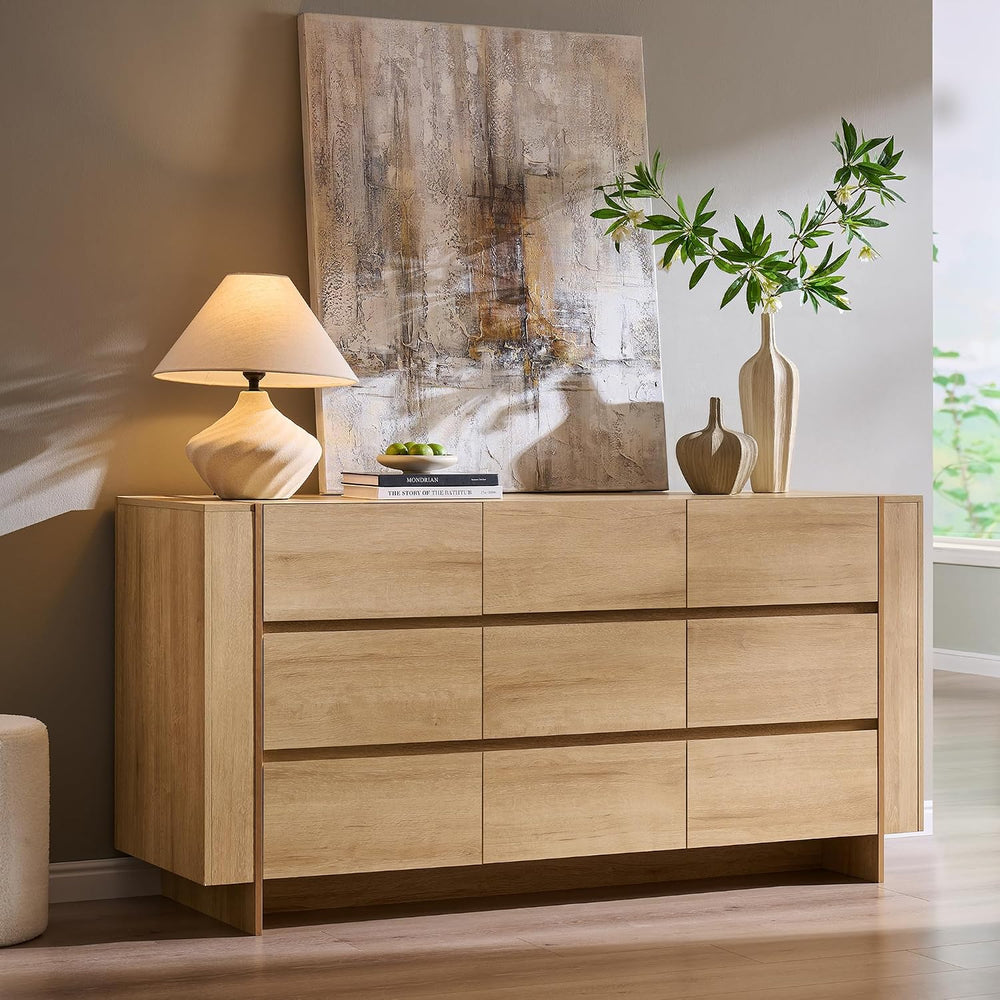 OKD 63" Modern 9 Drawer Dresser for Bedroom, 20" Depth for More Sto...