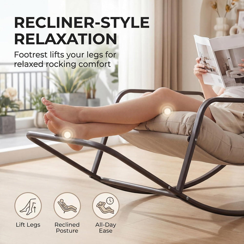 NICESOUL Papasan Rocking Chair with Footrest, Outdoor Rocking Chair with Cush...