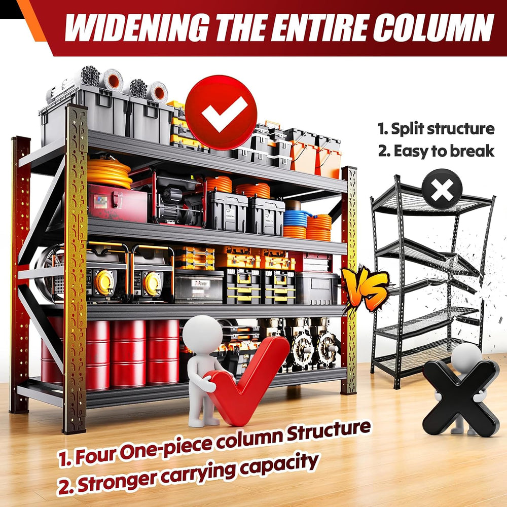 79" W Heavy Duty Storage Shelves, Adjustable Garage Shelving Unit