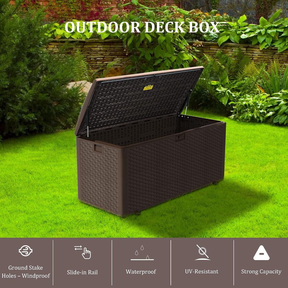 Outdoor Storage Box Waterproof, 180 Gallon Pro Lockable Resin Deck Box Large,...
