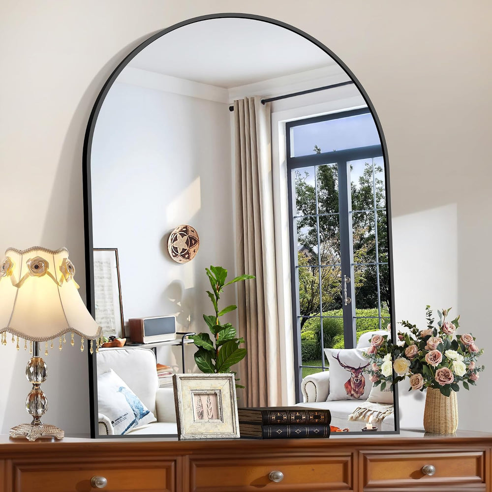 CIRCUMI Arched Wall Mirror, 36"x48" Black Arched Mirror for Bathroom