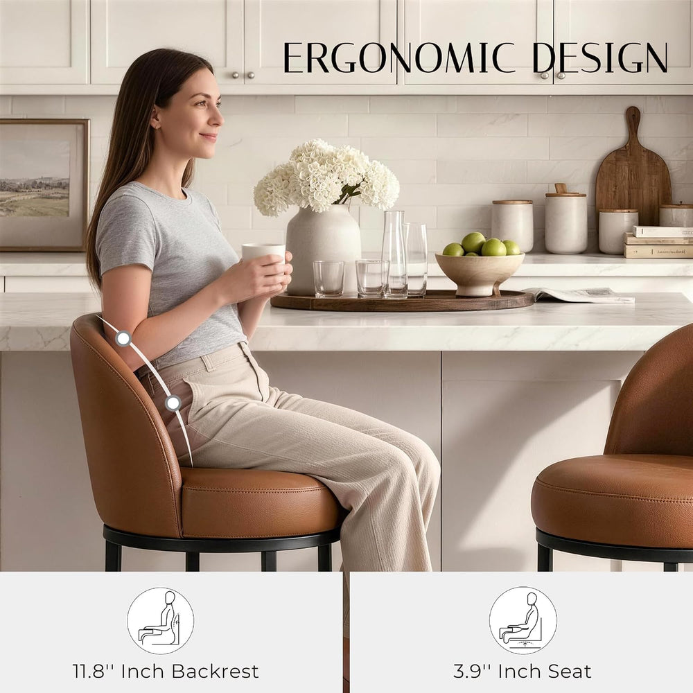 Zerel's Home 26" Counter Height Bar Stools Set of 2,360° Swivel Bars...