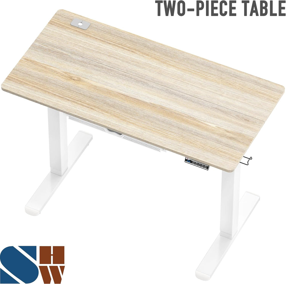 SHW 48-Inch Electric Height Adjustable Standing Desk w/Drawer, Maple