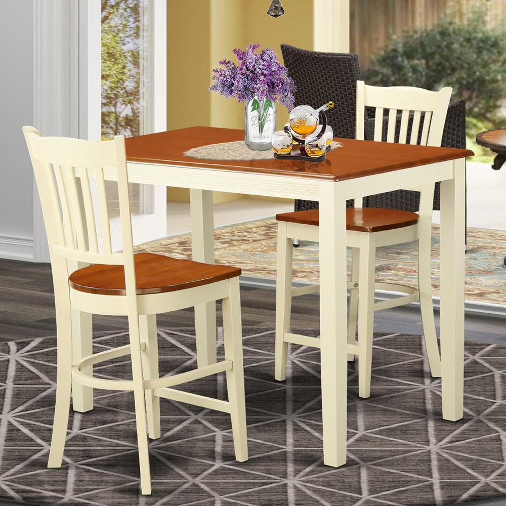 East West Furniture YAGR3-WHI-W 3 Piece Kitchen Counter Set for Small Spaces ...