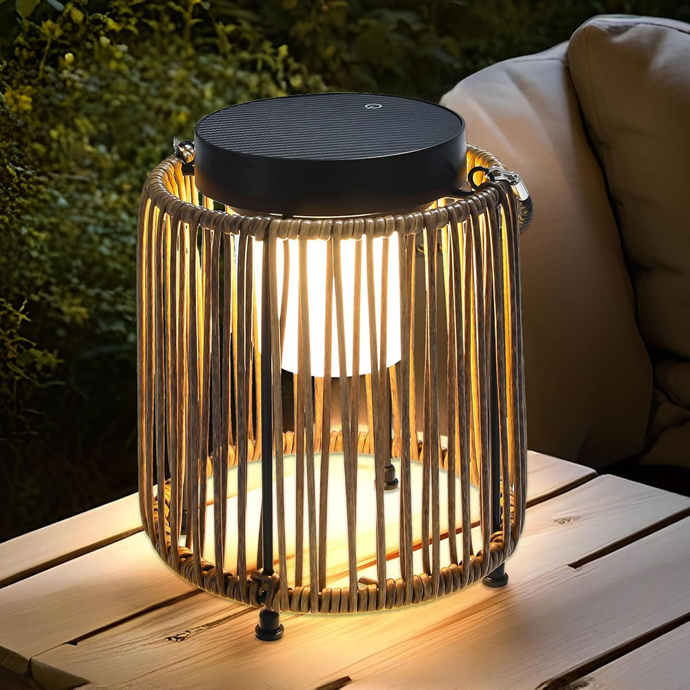 Outdoor Solar Lantern for Patio Waterproof, Rechargeable Table Lamp
