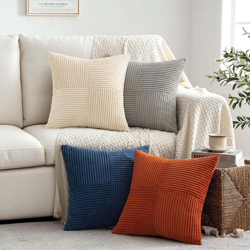 MIULEE Blue Rust Throw Pillow Covers 18x18 Inch Set of 4 Boho Farmhouse Cushi...