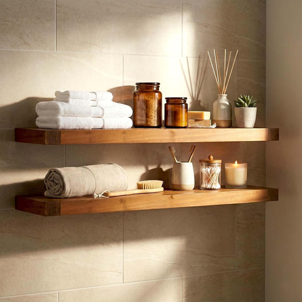 AquaTeak The Original 24" Moa Floating Teak Wall Shelf
