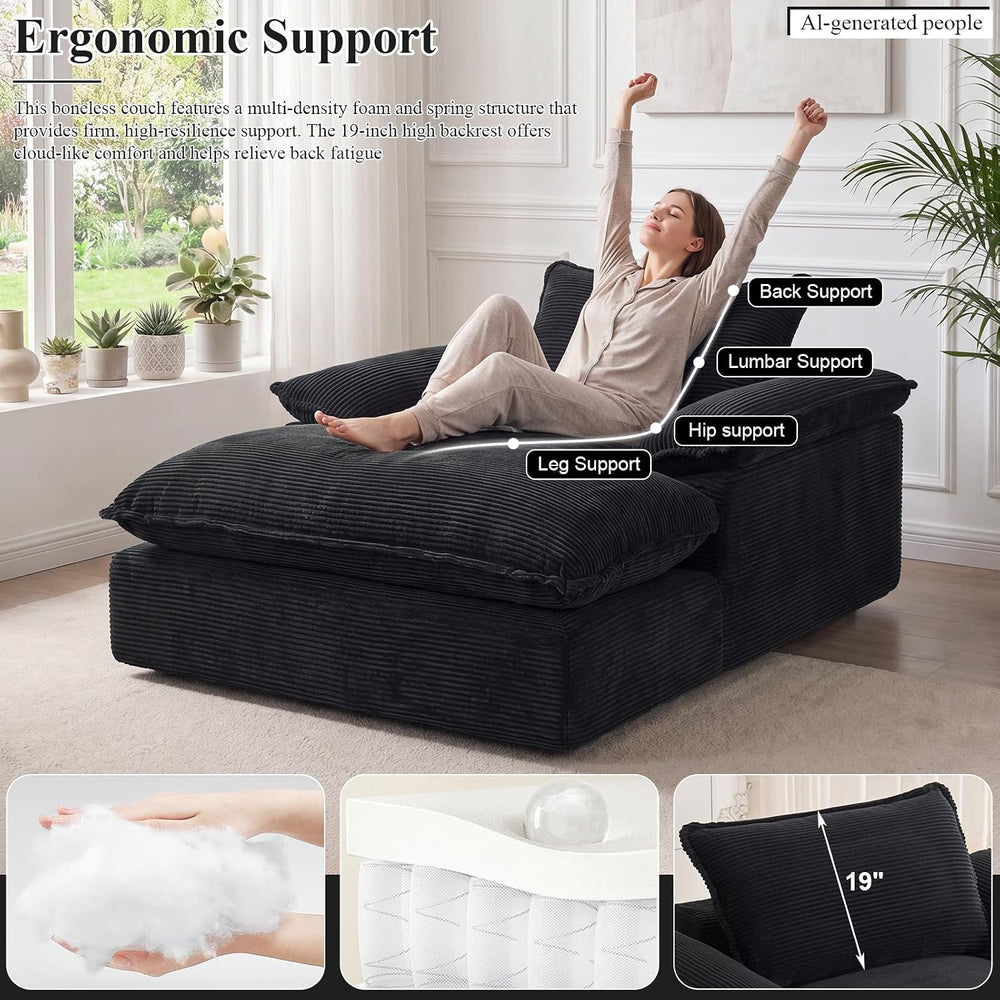 Oversized Chaise Lounge Chair Indoor, 67" Boneless Chair