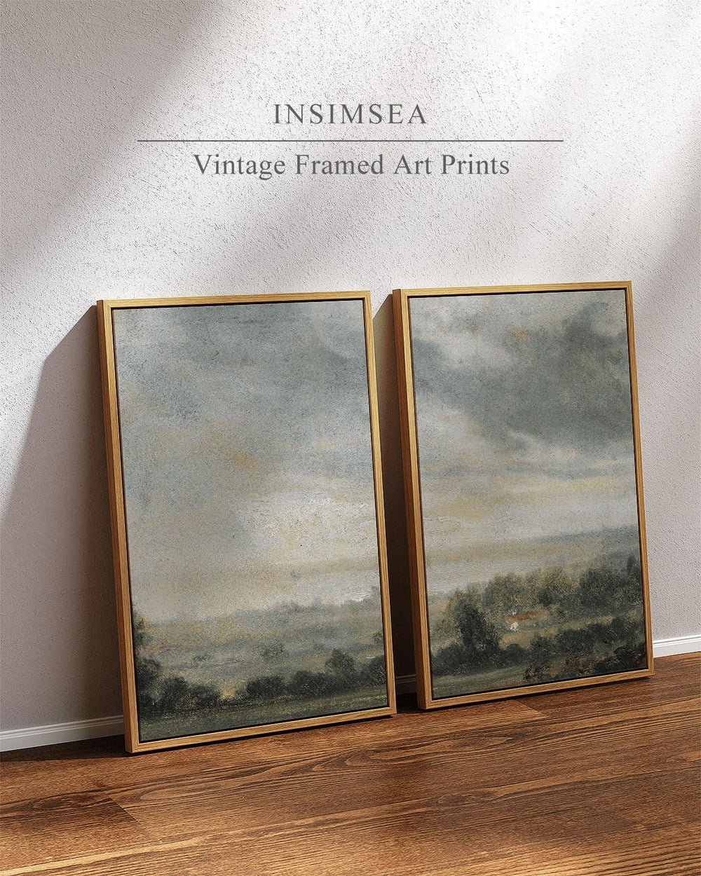 InSimSea 2 Pcs Framed Wall Art, Vintage Valley Landscape Print, 16x24 Inch