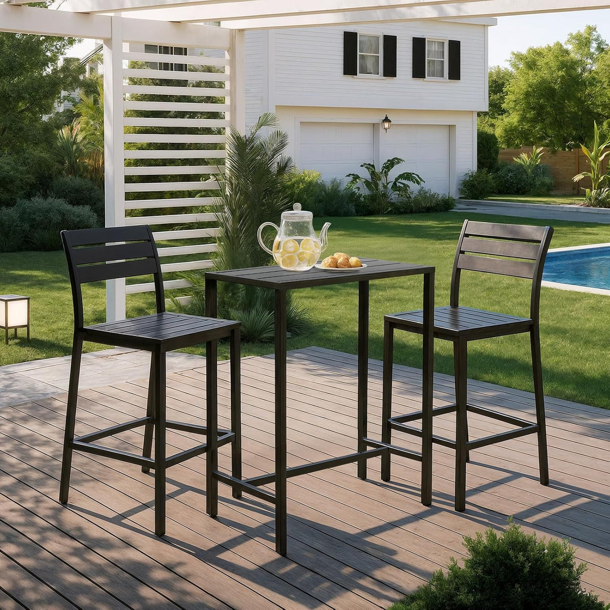 Outvita Outdoor Bar Table, Heavy Duty 40" Metal Table for Balcony Bistro