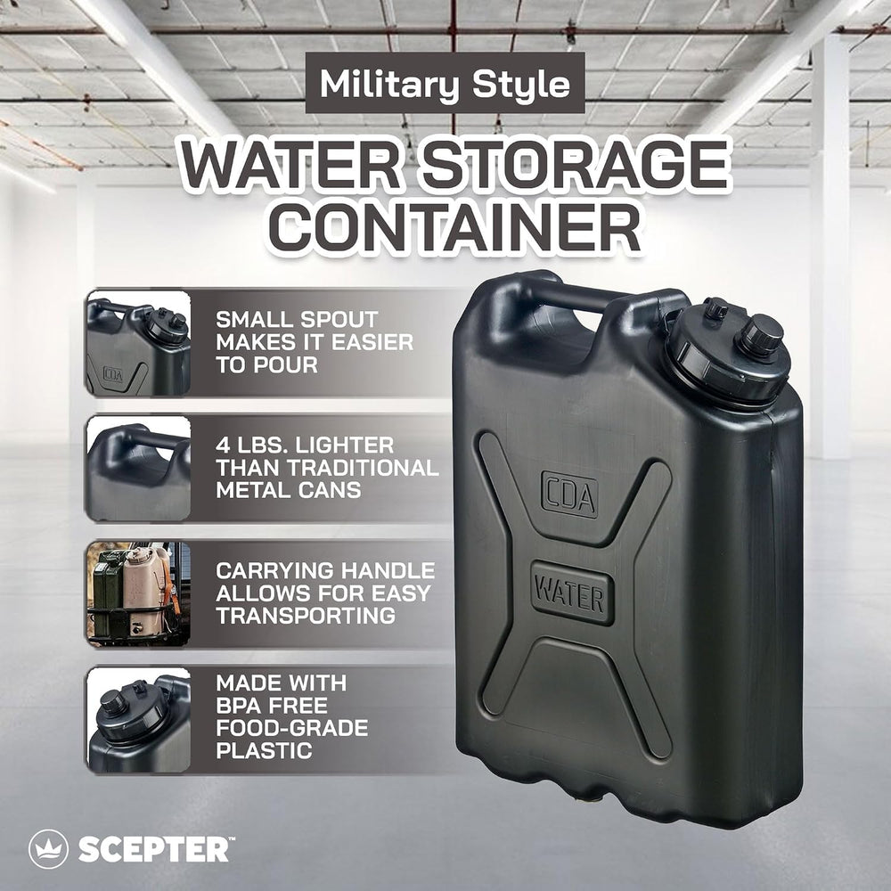 Scepter 4 Pack Military Style Water Container for Off-Road, Black, 5 Gallon