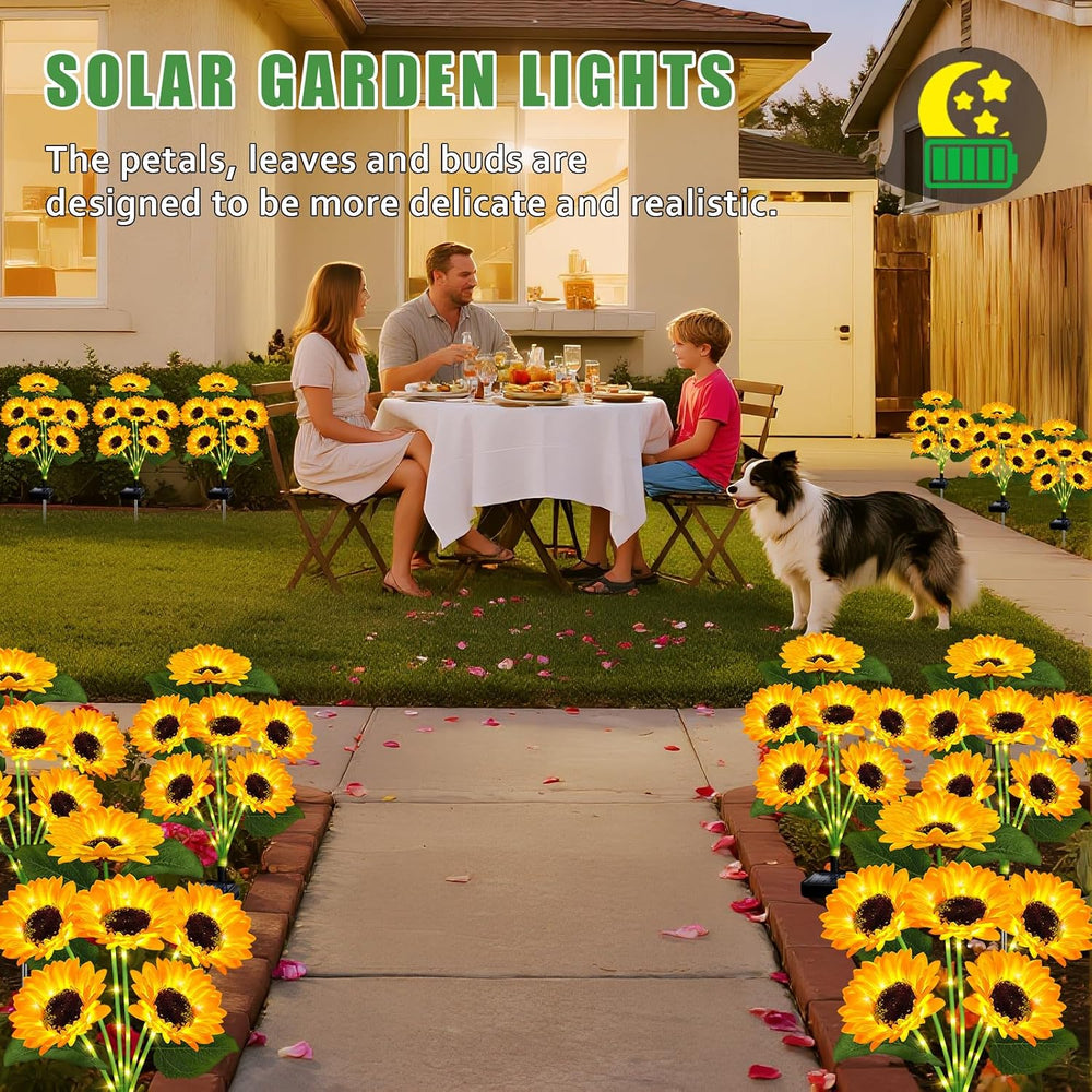 Solar Lights Outdoor Garden Decor,4 Pack with 24 Sunflower Lights,Solar Flowe...