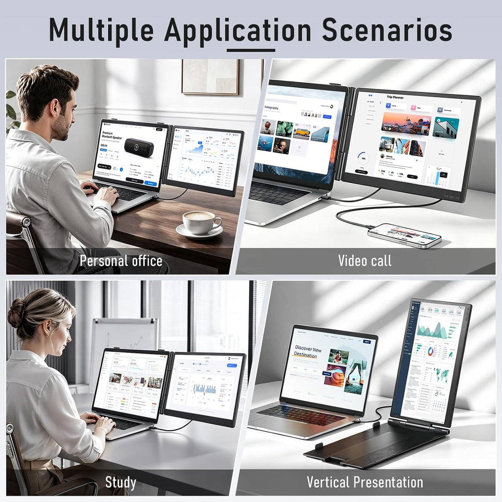 Macsecor Laptop Screen Extender, 14'' FHD 1080P Ultra-Slim Dual Porta...