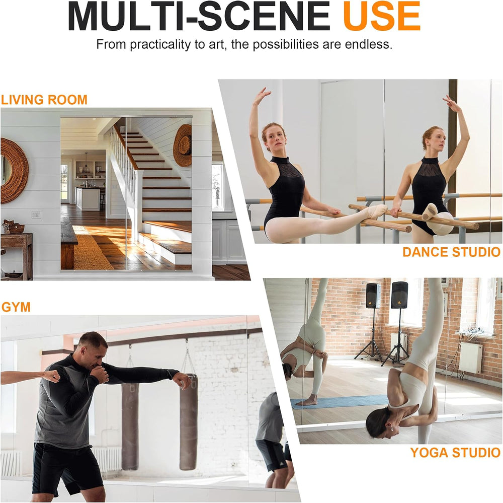 Delma Home Gym Mirror, 60''x25''x2PCS Silver