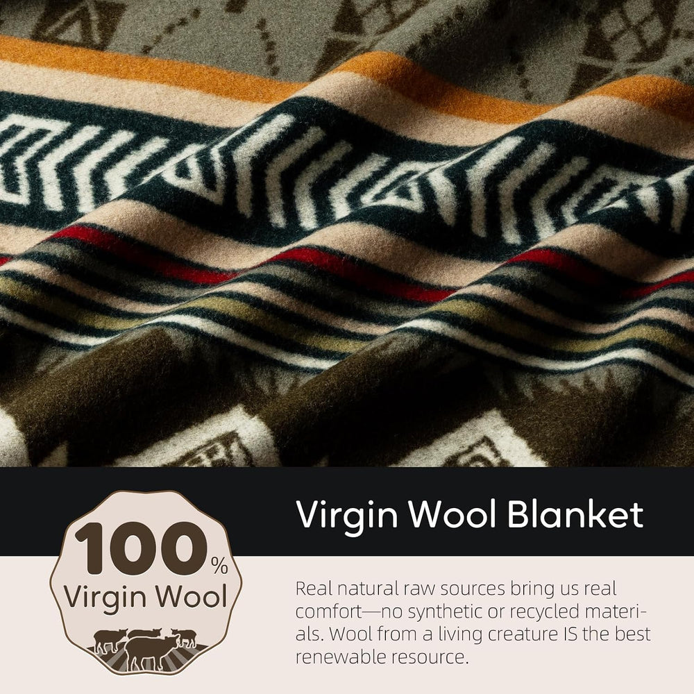 Molithe 100% Wool Blanket, 62" x 86", Warm, Thick, Military, Campin...