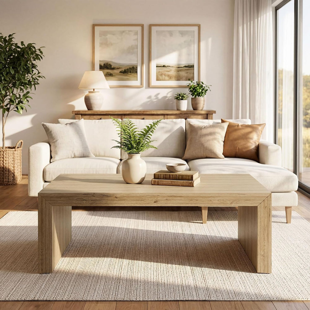 Tribesigns 47-Inch Rectangle Coffee Table, Farmhouse Wooden Rectangular Cente...