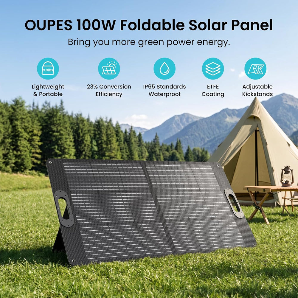 OUPES 100W Portable Solar Panel, Solar Charger for Portable Power Stations
