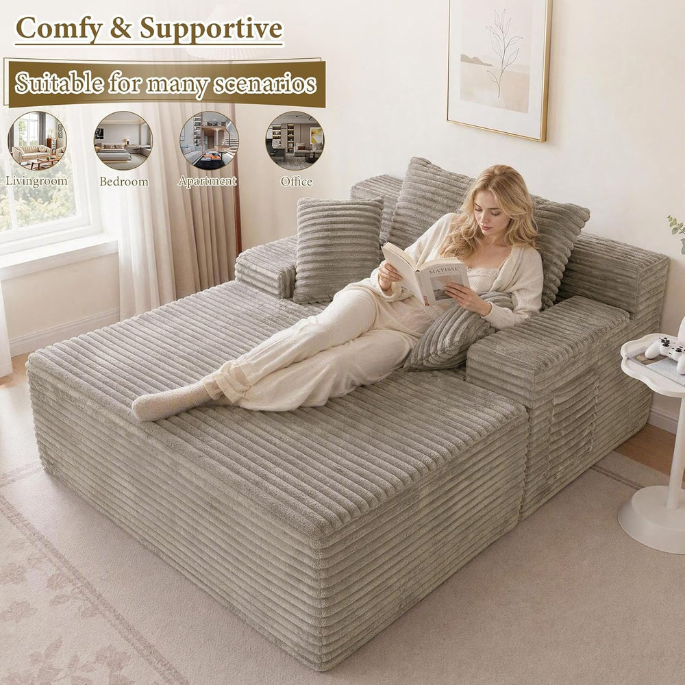 65" Oversized Boneless Chaise Lounge Chair, Cloud Reading Chair